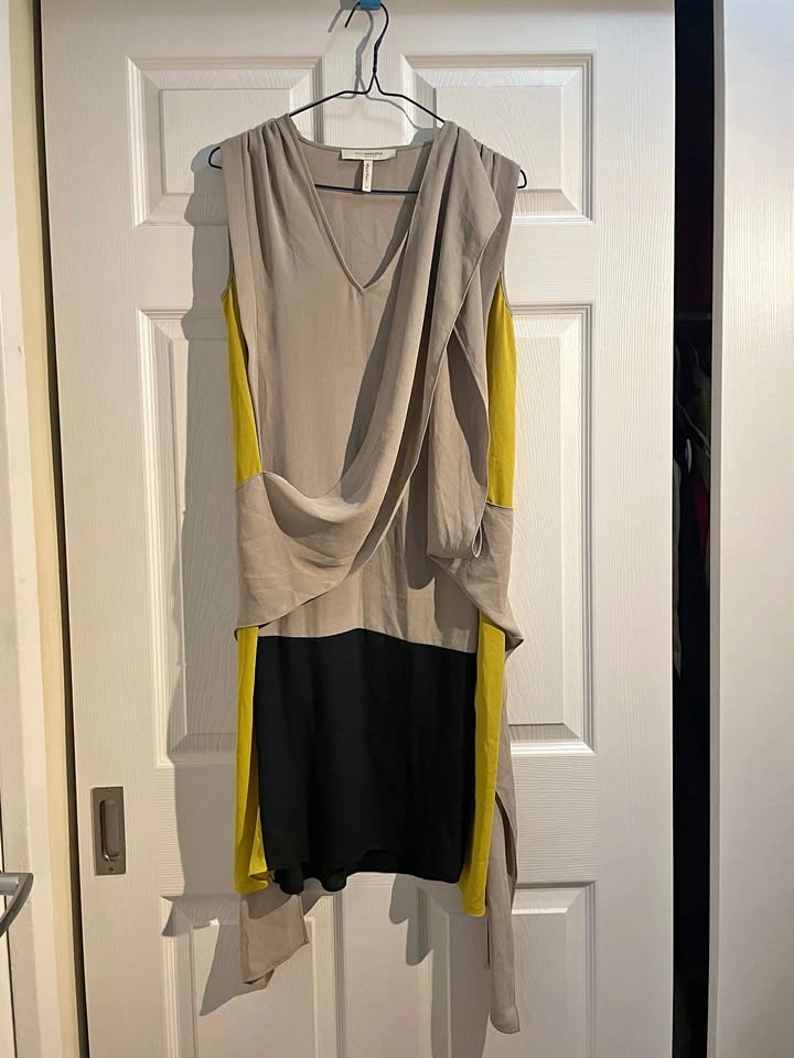 BCBG Max Azria Runway Draped Colorblock Asymmetric Dress XS