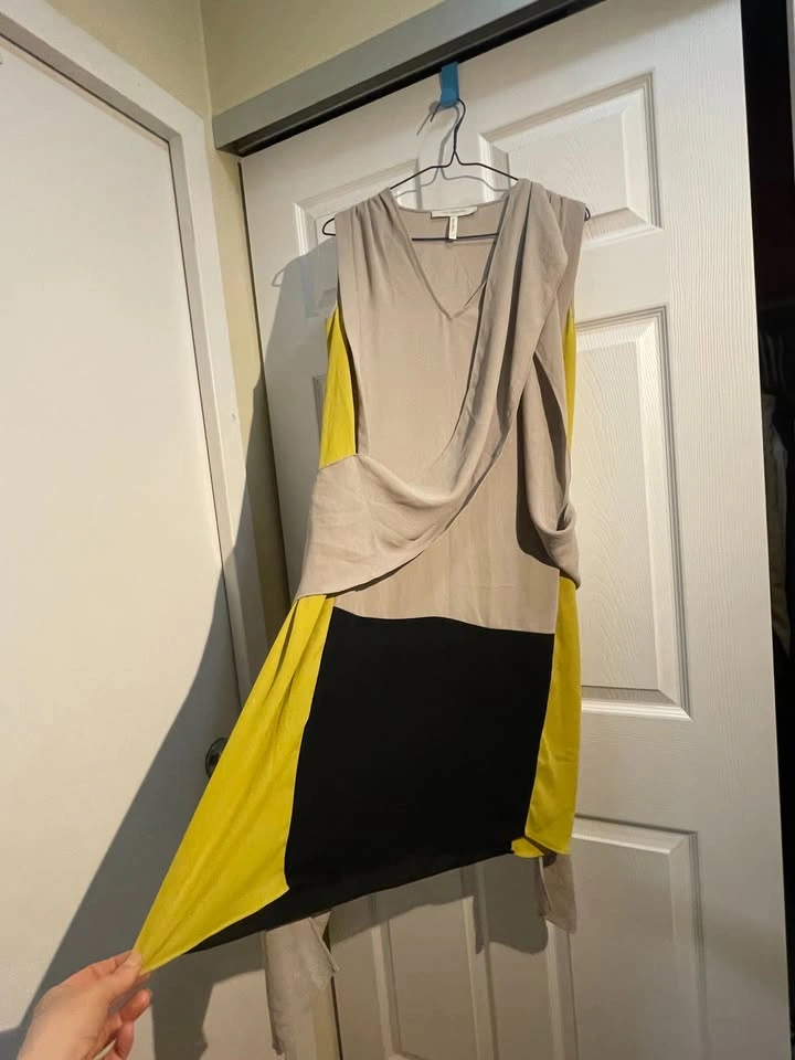 BCBG Max Azria Runway Draped Colorblock Asymmetric Dress XS - photo 3