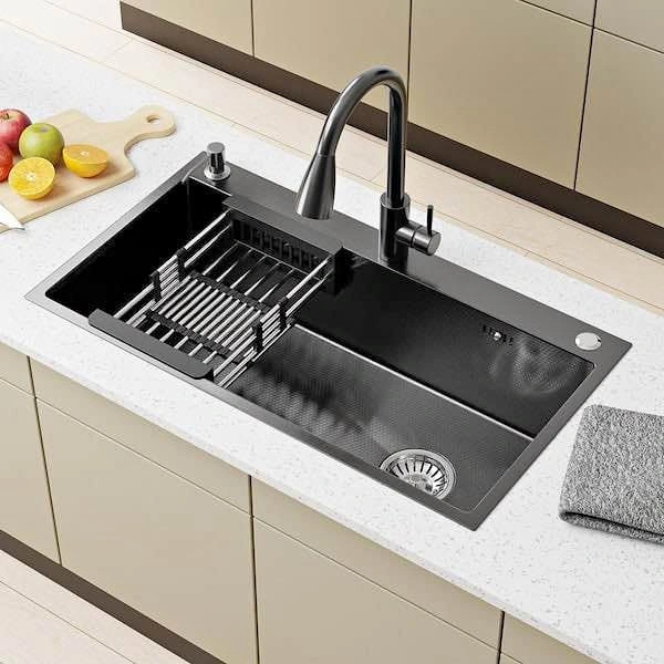 Brand New 32” Black Stainless Steel Kitchen Sink with Faucet – 1
