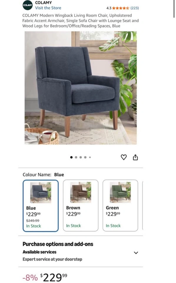Brand New COLAMY Modern Wingback Accent Chair – Fully Assembled, - photo 3
