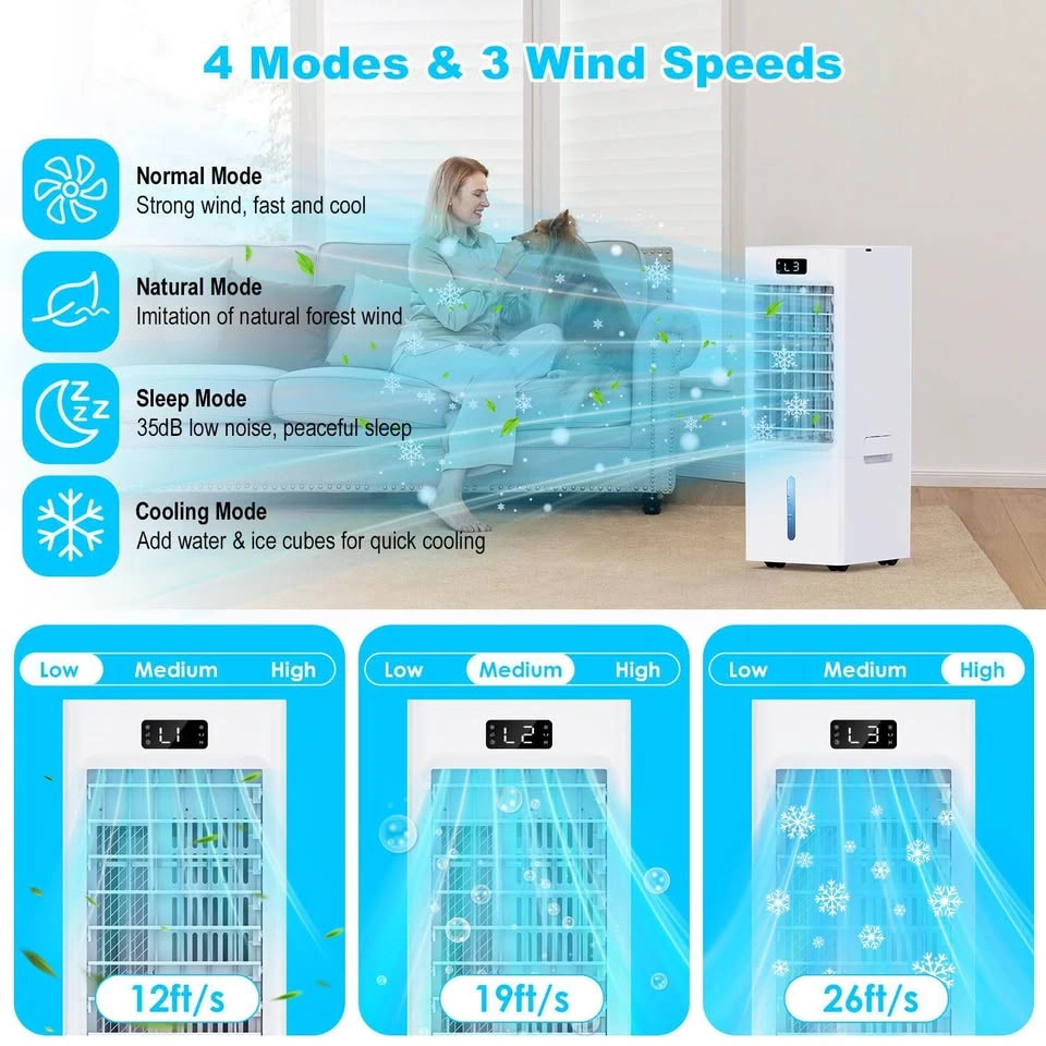 3-in-1 Portable Evaporative Air Cooler w/ Remote & Ice Packs - B - photo 3