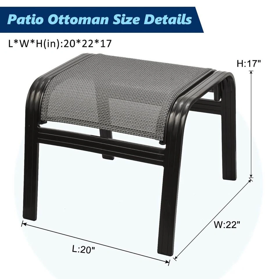 2pc Outdoor Patio Ottoman Footrest Set - Grey (Brand New) - photo 4
