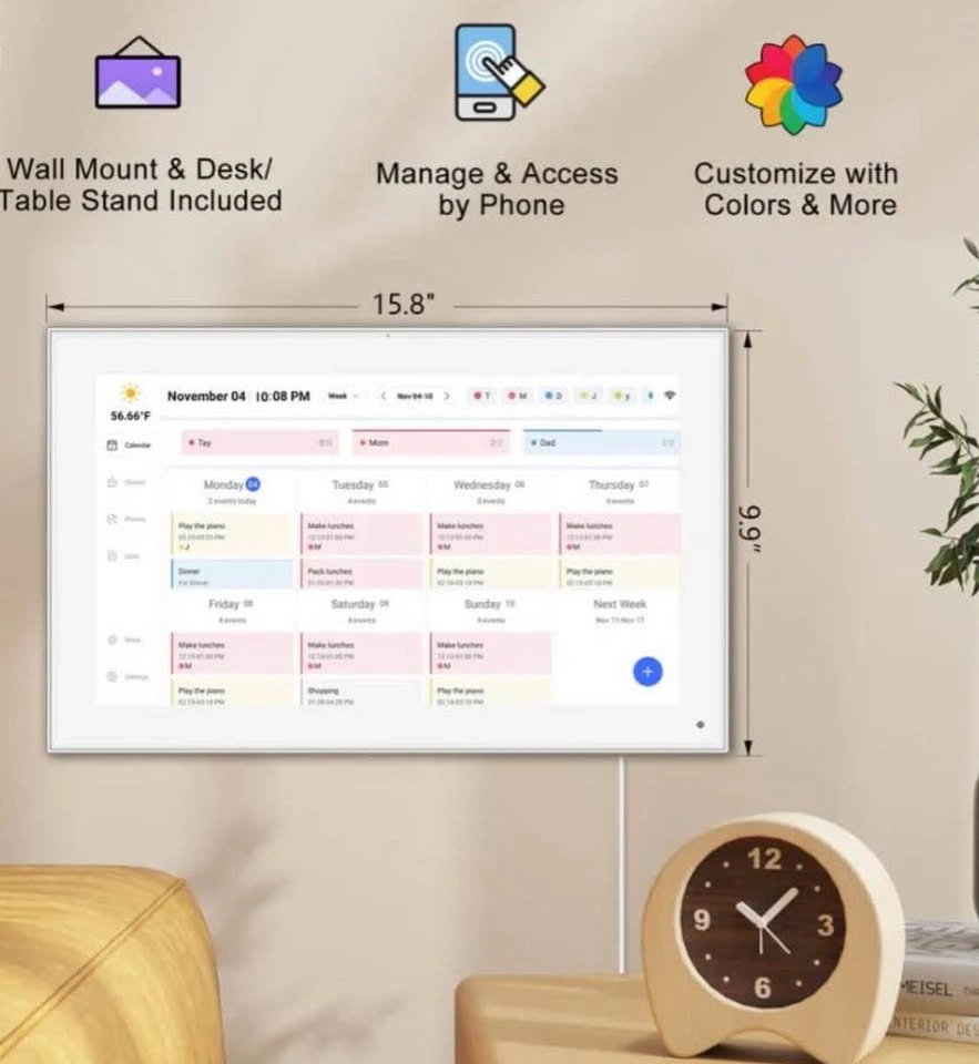 15.6” Smart WiFi Digital Calendar & Chore Chart – HD Touch Scree - photo 2