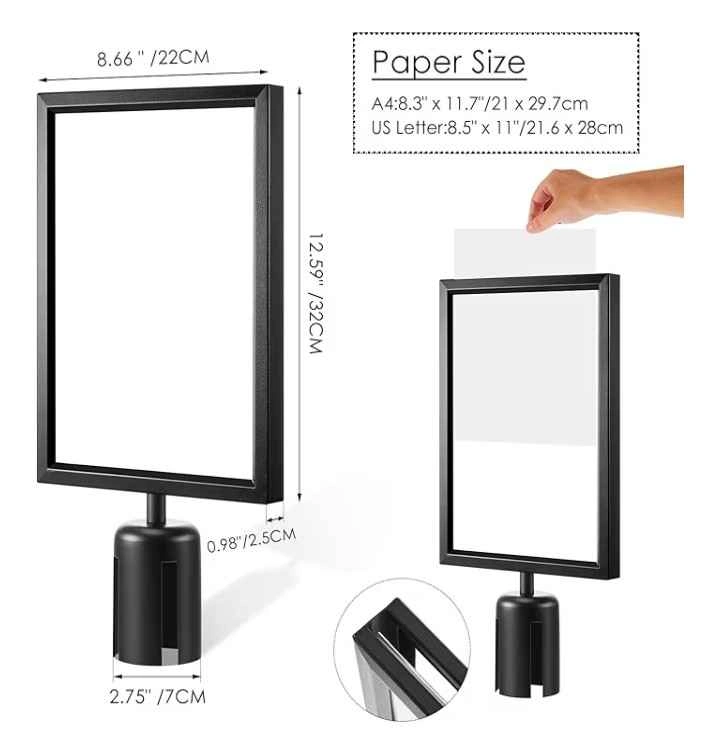 Taiyin 4 Pcs Stanchion Sign Holder Double Sided Sign Frame with - photo 3