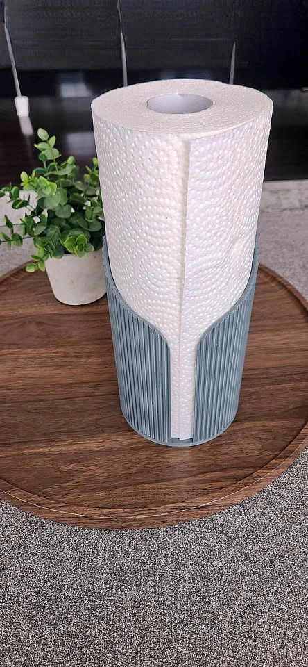 Modern grey ribbed plastic Paper Towel Holder