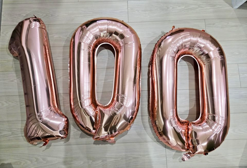 40" Rose Gold Foil "100" Balloon