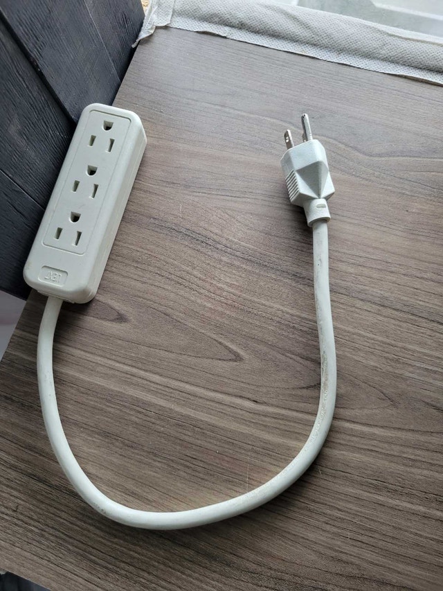 Moving sale Used White Extension Cord with 3 Outlets