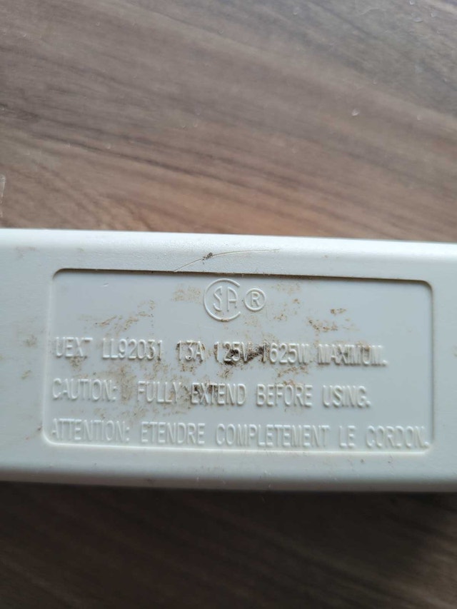 Moving sale Used White Extension Cord with 3 Outlets - photo 2