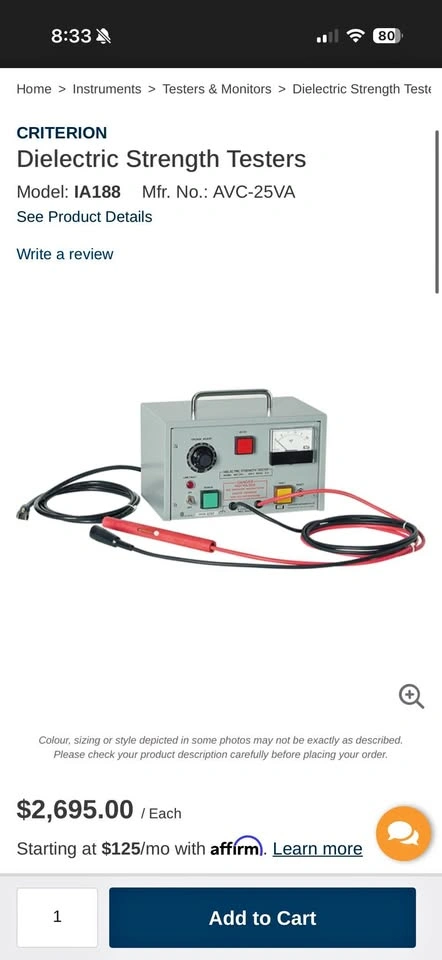 Dielectric Strength Tester – Model AVC 25V