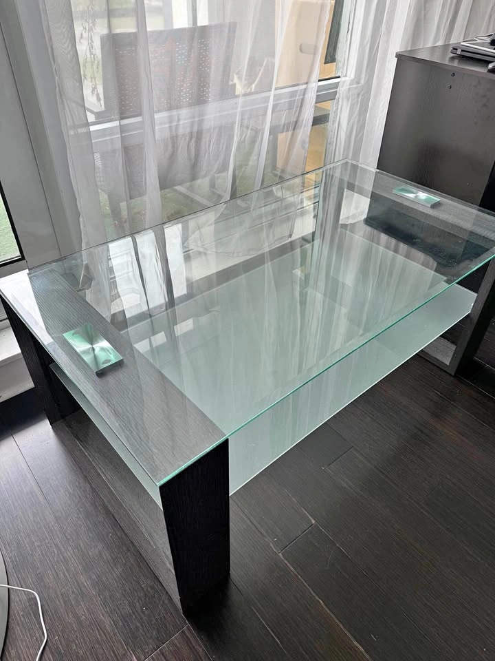 Rectangular Coffee Table with Shelf - Grey