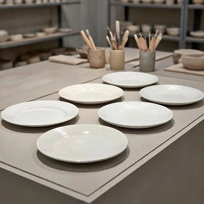 Minimalist White Ceramic Plates - Various Sizes