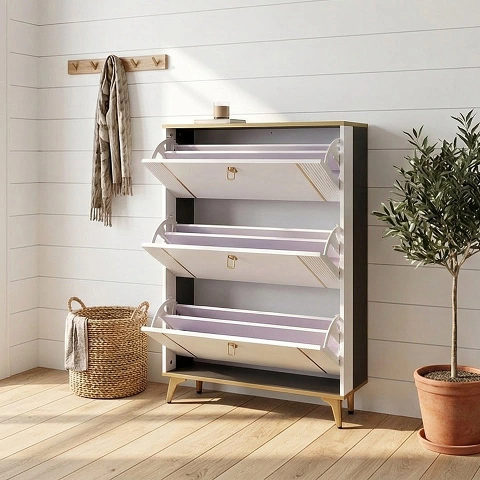 Slim Shoe Cabinet - Entryway Storage