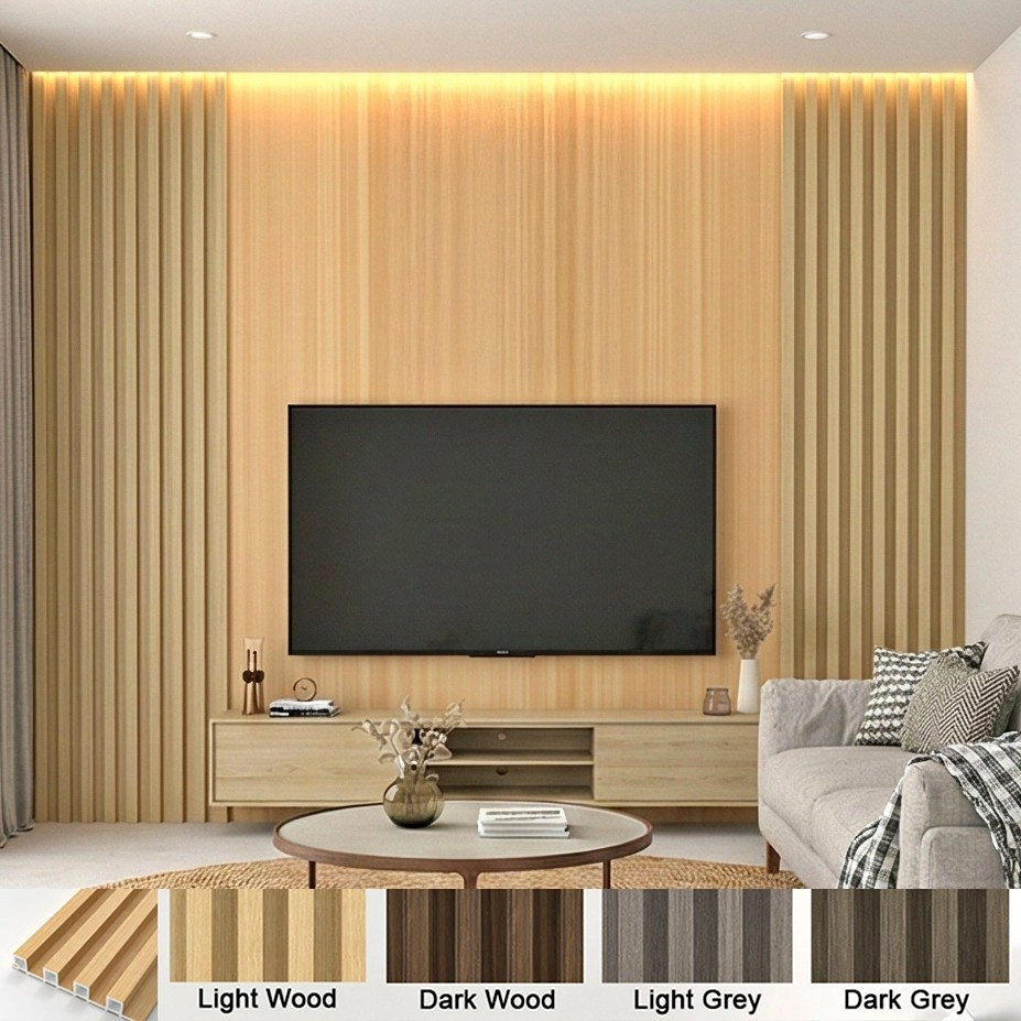 PVC Wood-Plastic Slat Wall Panels - Waterproof Decorative Wall C