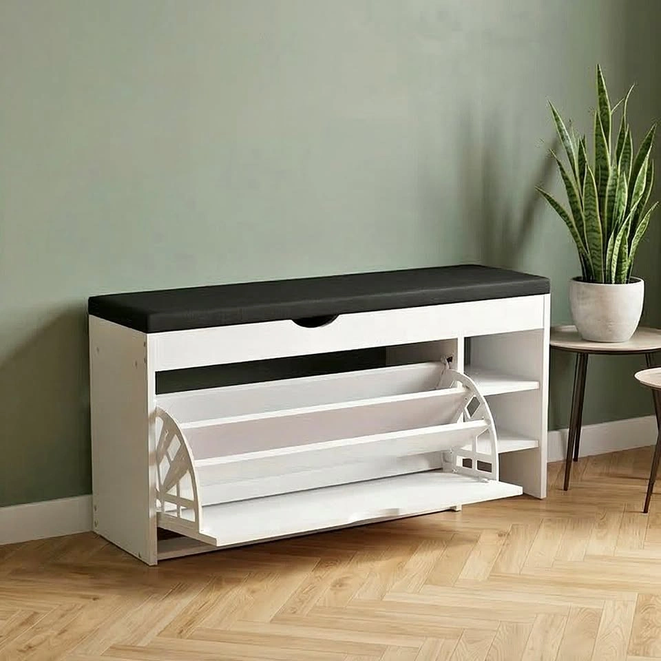 Stylish Shoe Storage Bench with Soft Seat Cushion