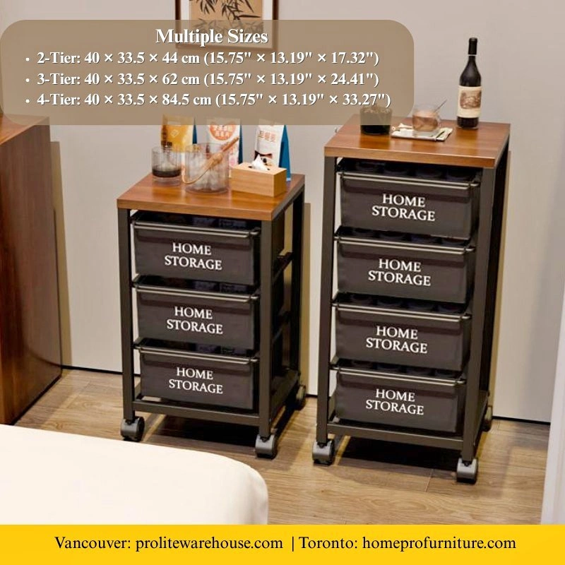 Rolling Shelf Side Table - Mobile Home Storage Cart