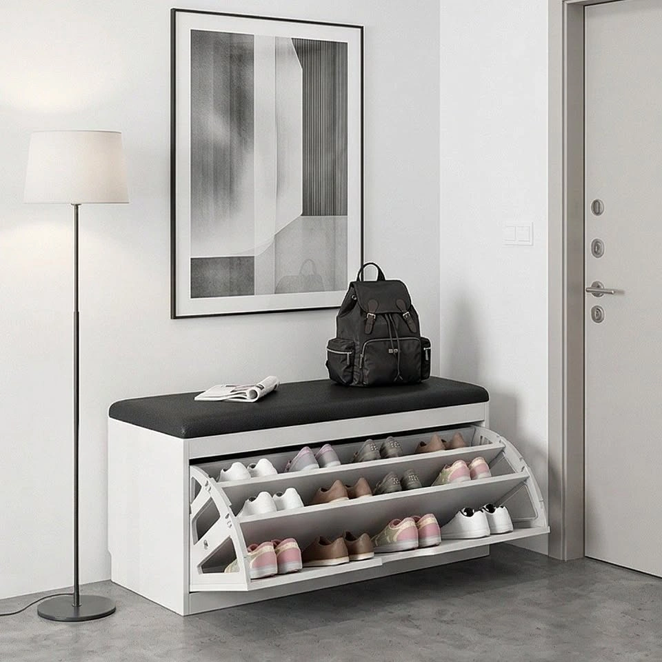 C1418 SOCE047 Space-Saving Porch Shoe Bench - Tip-Over Storage S