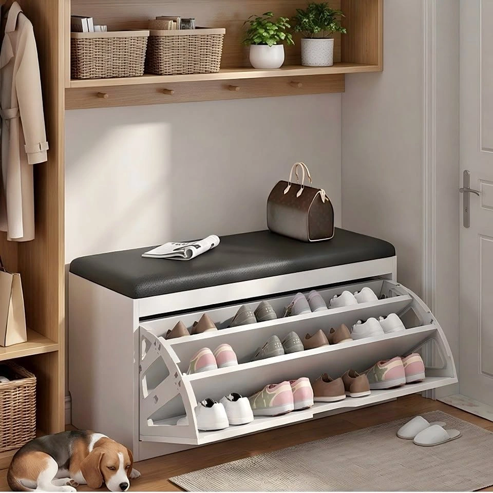 C1414 SOCE047 Flip-Top Shoe Bench - Entryway Storage Seat