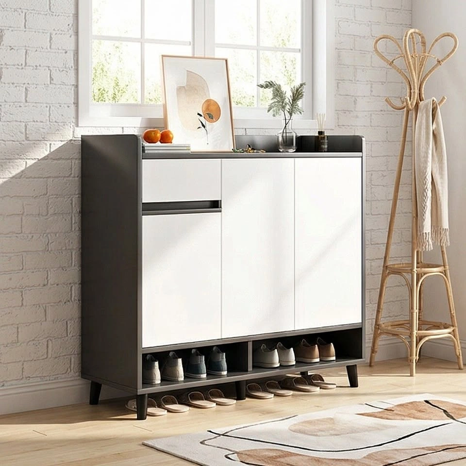 Craftsman Style Shoe Cabinet with Top Display Shelf
