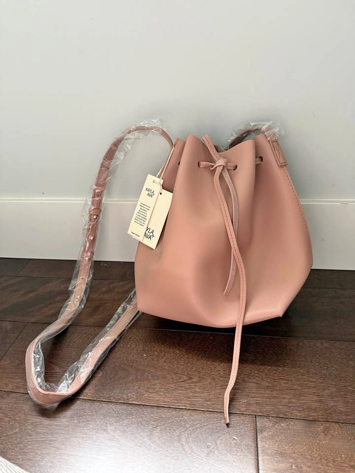 NWT Kayla + Ava Vegan Leather Bucket Bag - Blush Pink