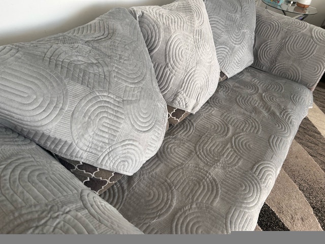 Sofa Covers for 3 Seater and Loveseat - Grey - photo 2