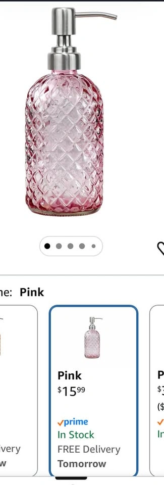 16 oz Diamond Pattern Glass Soap Dispenser (Pink) - photo 2
