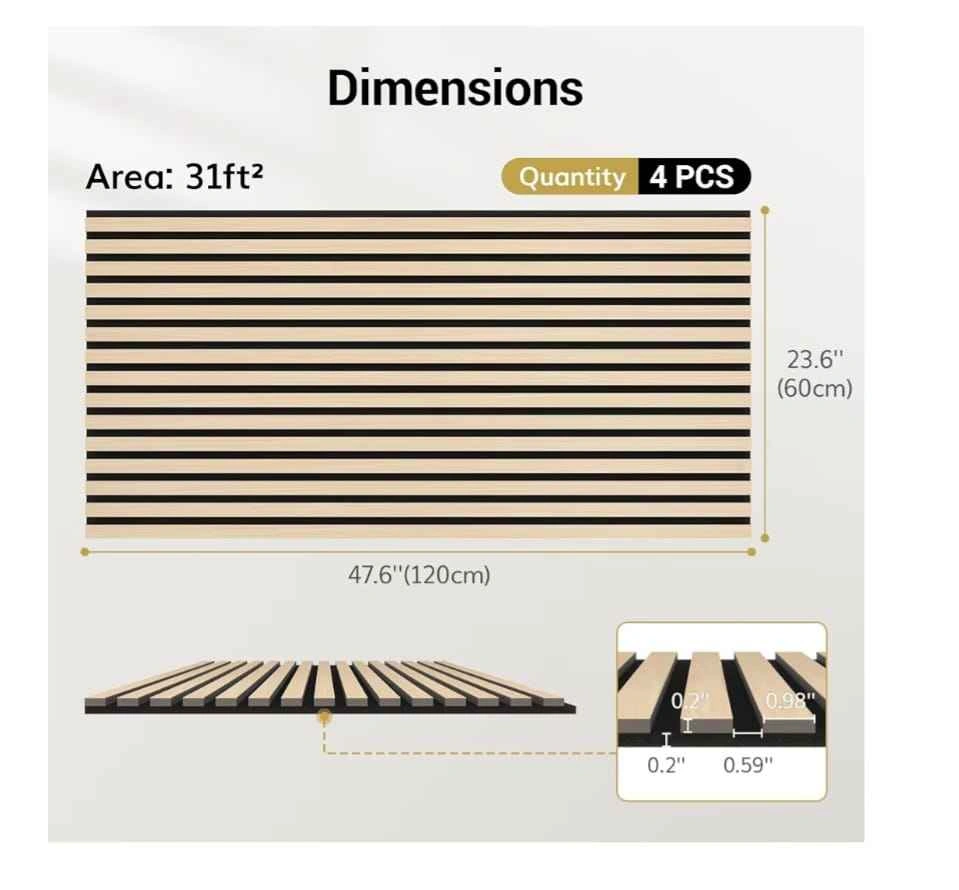 TONOR Acoustic Wood Slat Wall Panels 4 pack oak - photo 2