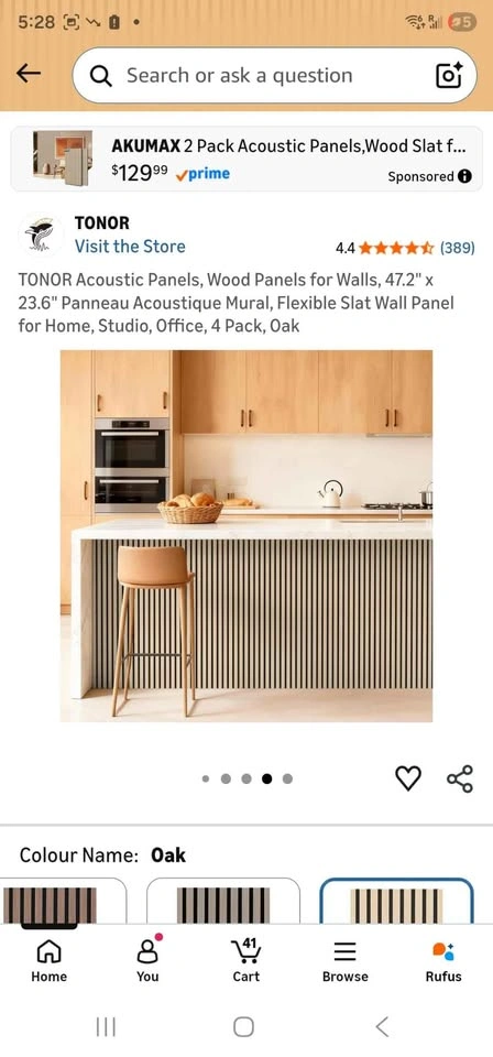 TONOR Acoustic Wood Slat Wall Panels 4 pack oak - photo 3