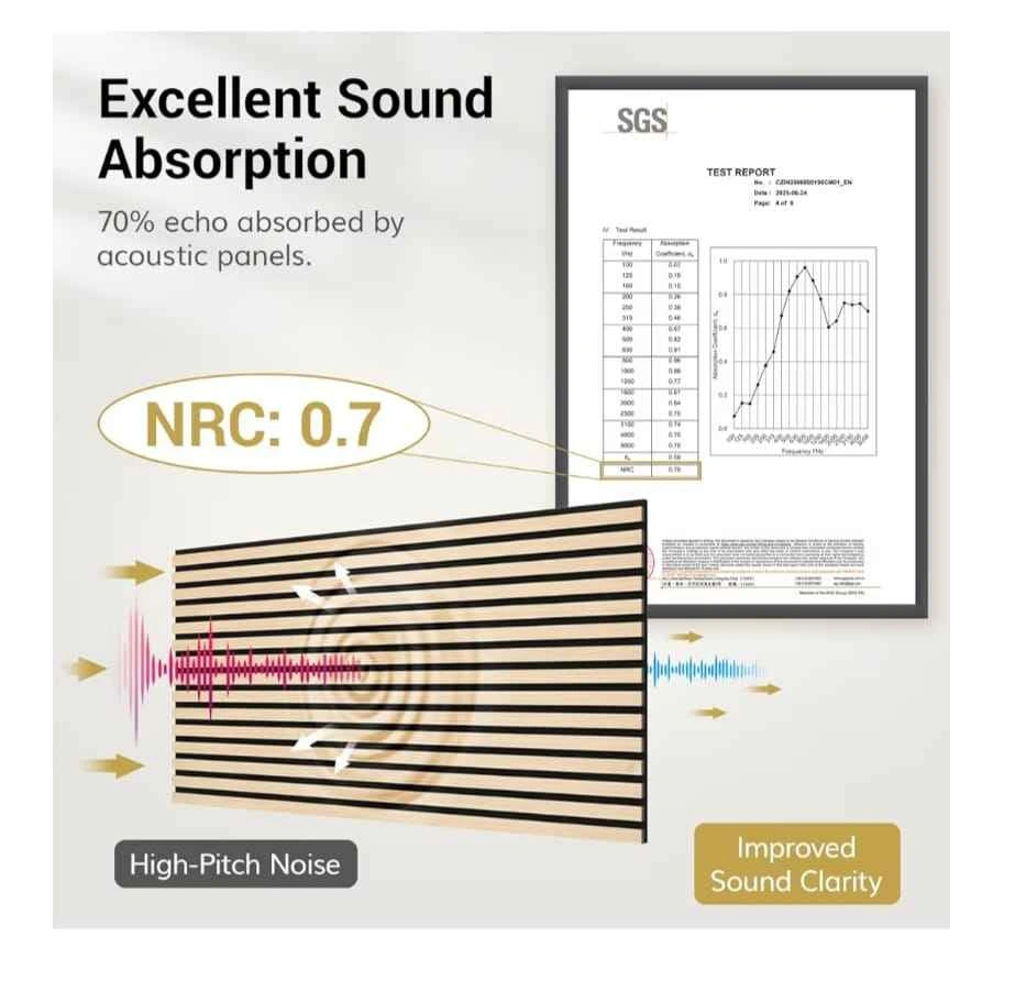 TONOR Acoustic Wood Slat Wall Panels 4 pack oak - photo 5