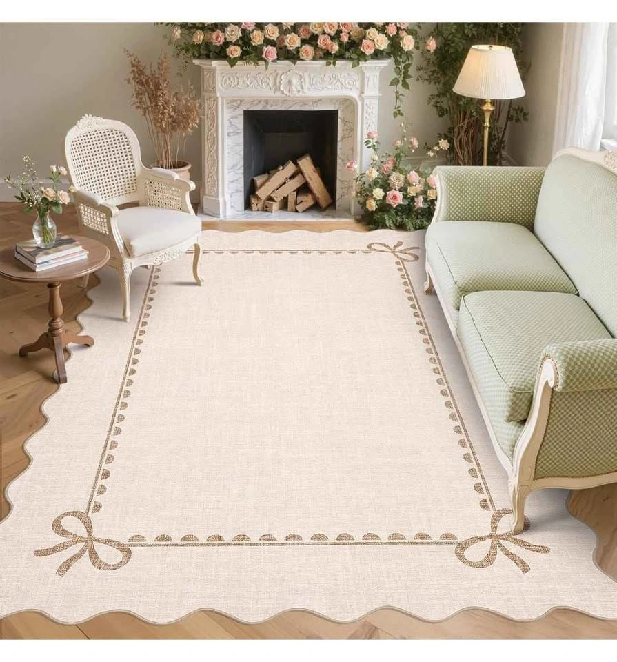 Brand New 8x10 Scalloped Beige Rug – Washable & Non-Slip - photo 3