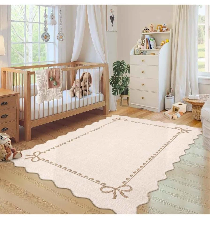 Brand New 8x10 Scalloped Beige Rug – Washable & Non-Slip - photo 4