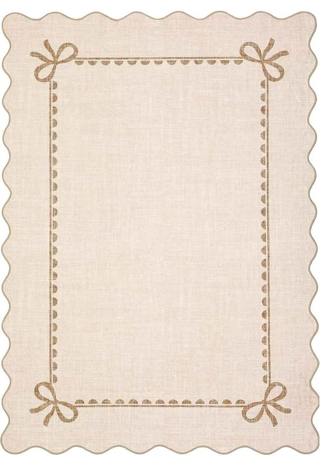 Brand New 8x10 Scalloped Beige Rug – Washable & Non-Slip - photo 5