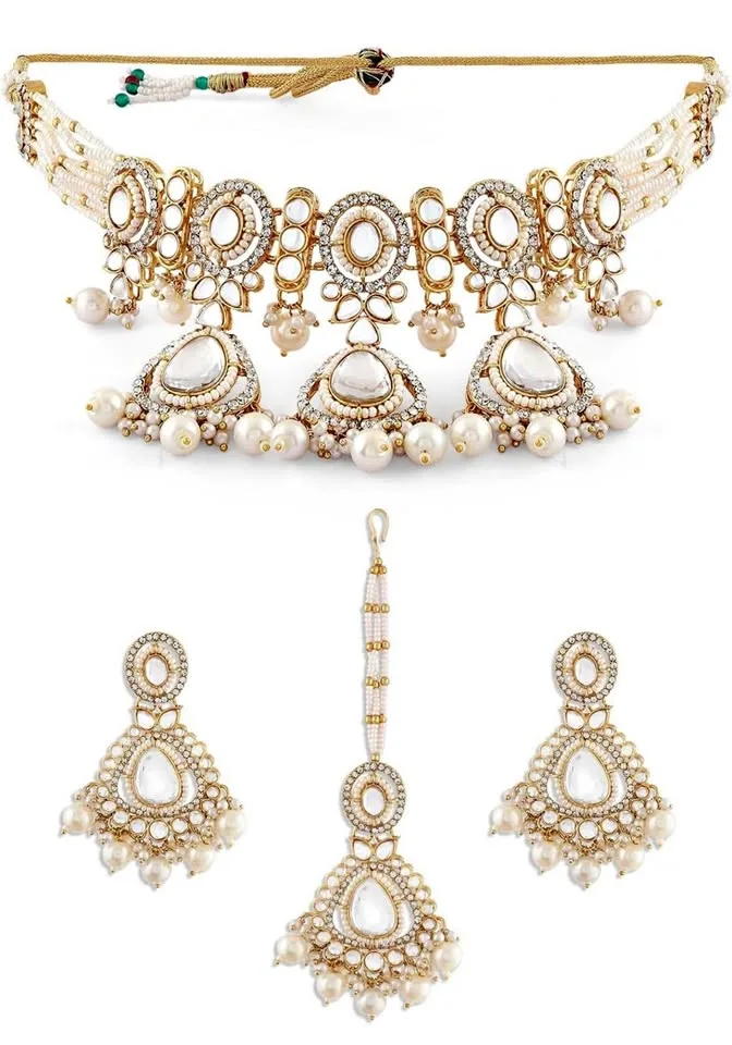 Jewelry Multistrand Beaded Choker Necklace Earring Set thumbnail