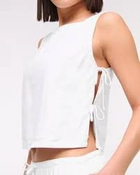 Abercrombie Women's White Apron Linen-Blend Top ~ Small - photo 3