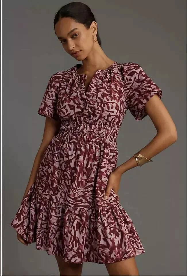 Anthropologie Somerset Cotton Mini Dress Purple XS Petite BNWT - photo 2