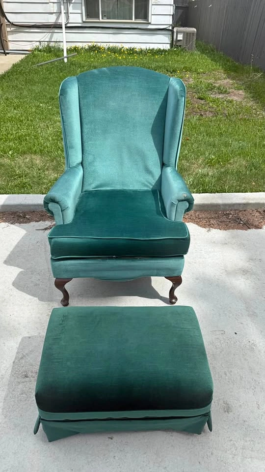 Wingback Chair & Ottoman - Velvet