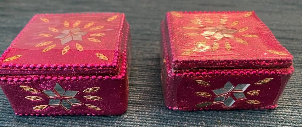 Square Mirror Beaded Decorative Trinket Box - Pink - 2.25” - photo 2
