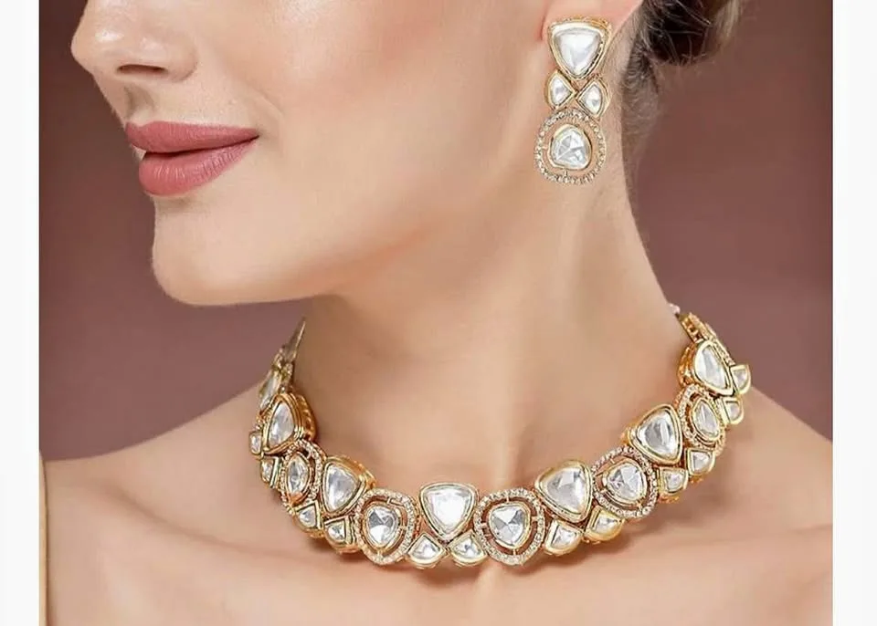 Polki Kundan Jewelry jewellery Set for Women Diwali thumbnail