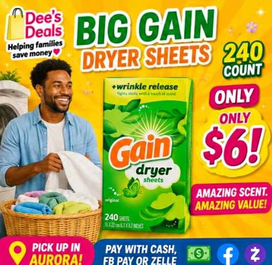 Big 240 count GAIN DRYER SHEETS ONLY $6!! 30% CHEAPER THAN WALMA