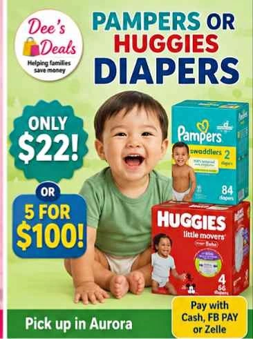 Huggies or Pampers Diapers $22/box (Retail $30)