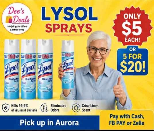 Lysol sprays $5 each (half off retail!)