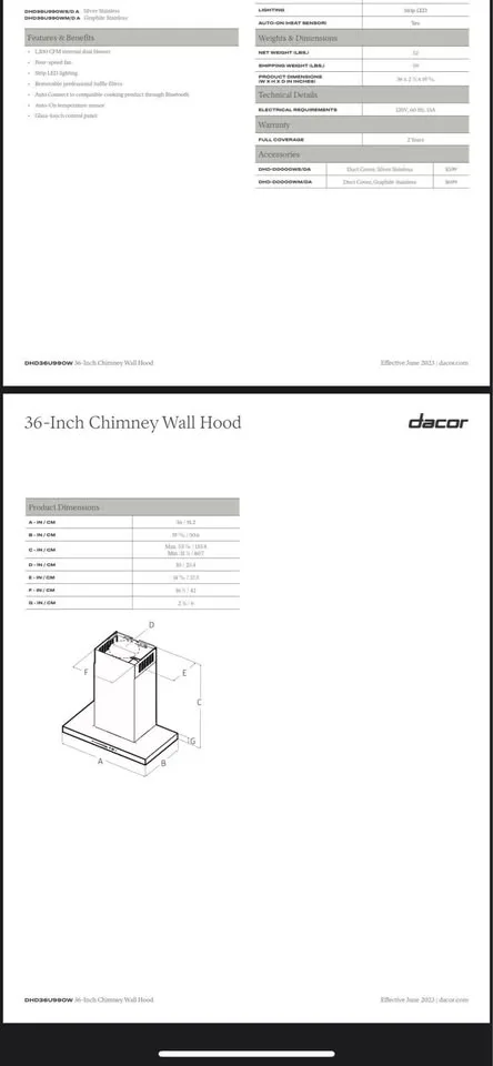 Dacor Range Hood SS image indicator(3)
