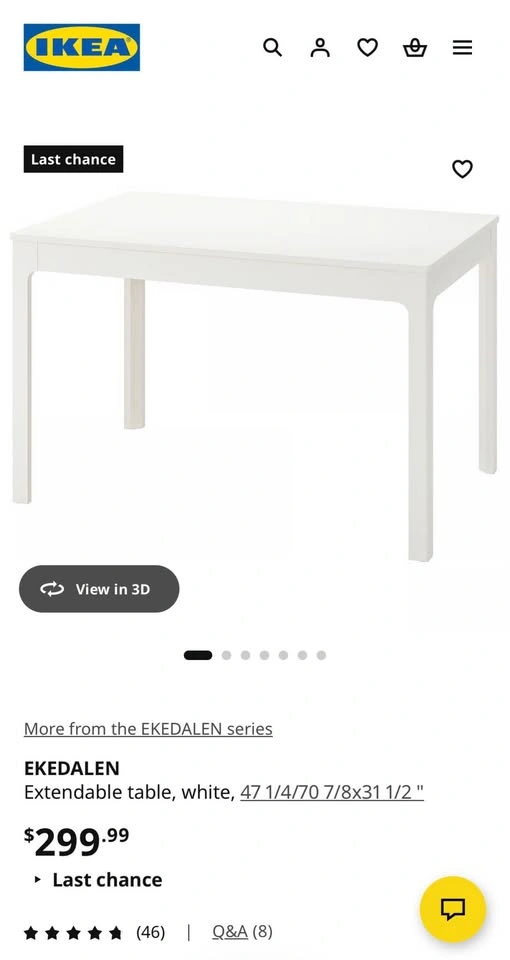 Ikea Ekedalen Extendable Dining Table with Bench - photo 3