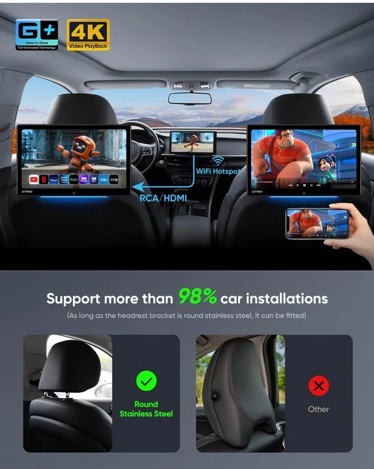 14” 4K Android Car TV Headrest Monitor Tablet - photo 2