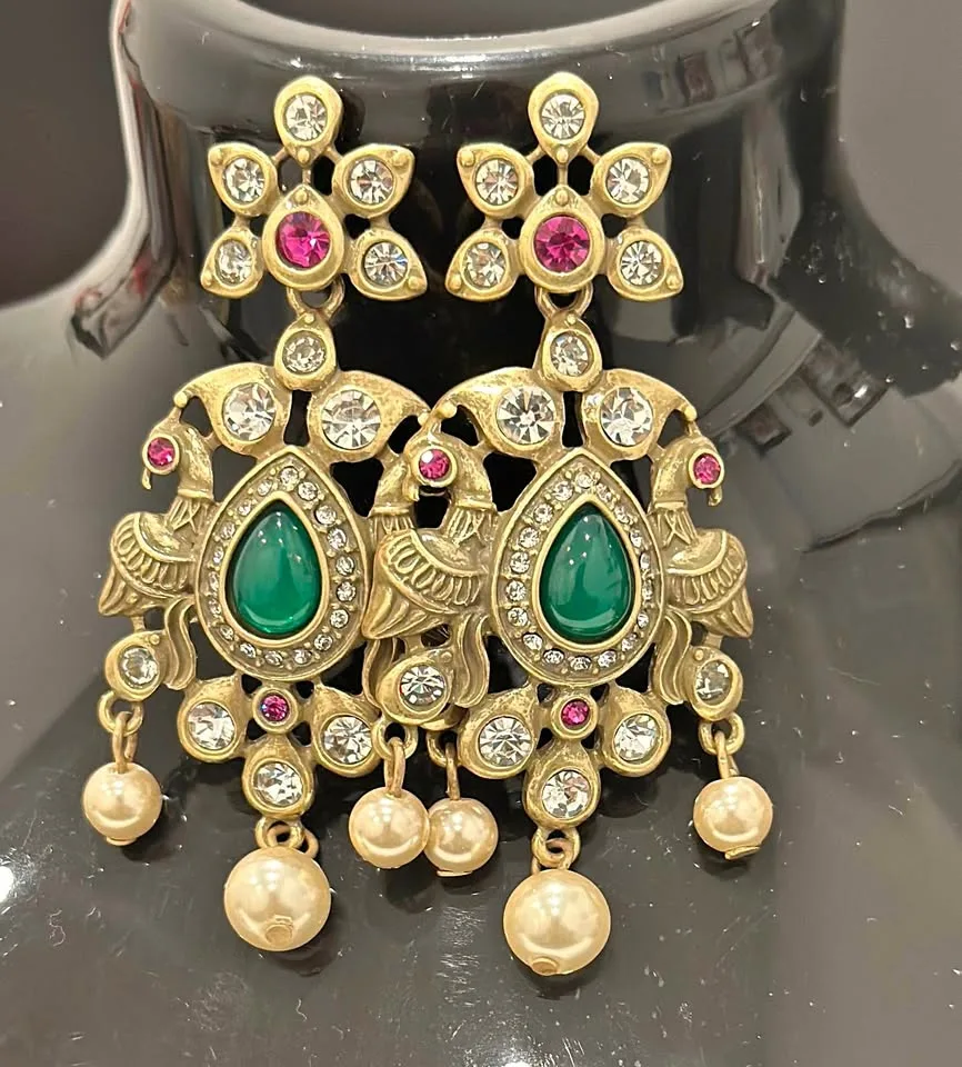Golden classy long earrings / danglers jewelry thumbnail