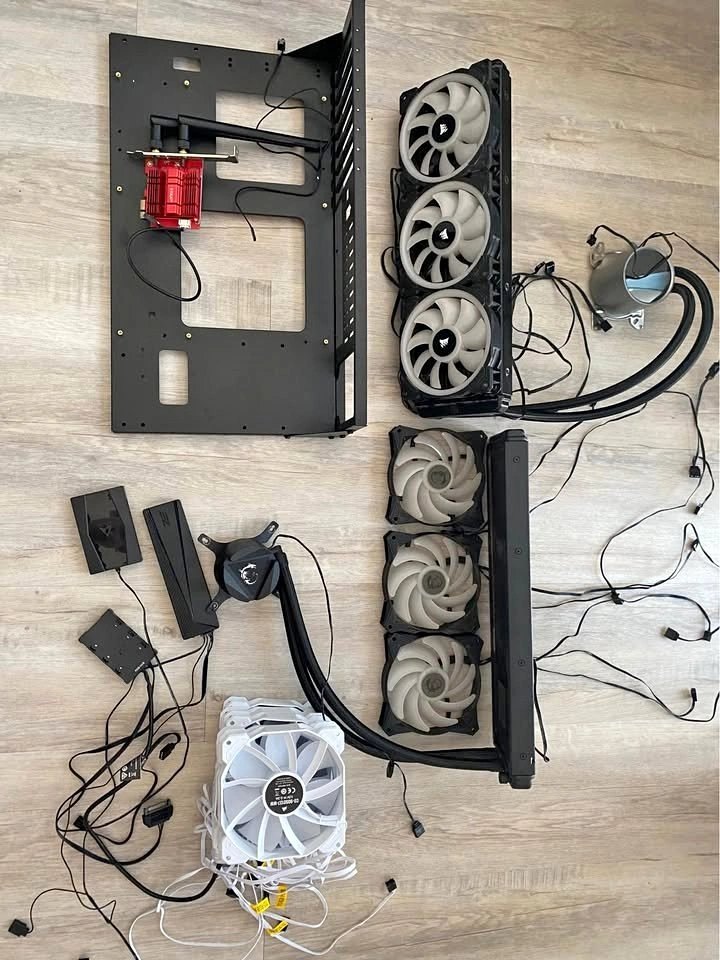 PC Parts Bundle - Test Bench, Fans, AIOs, Wifi Card