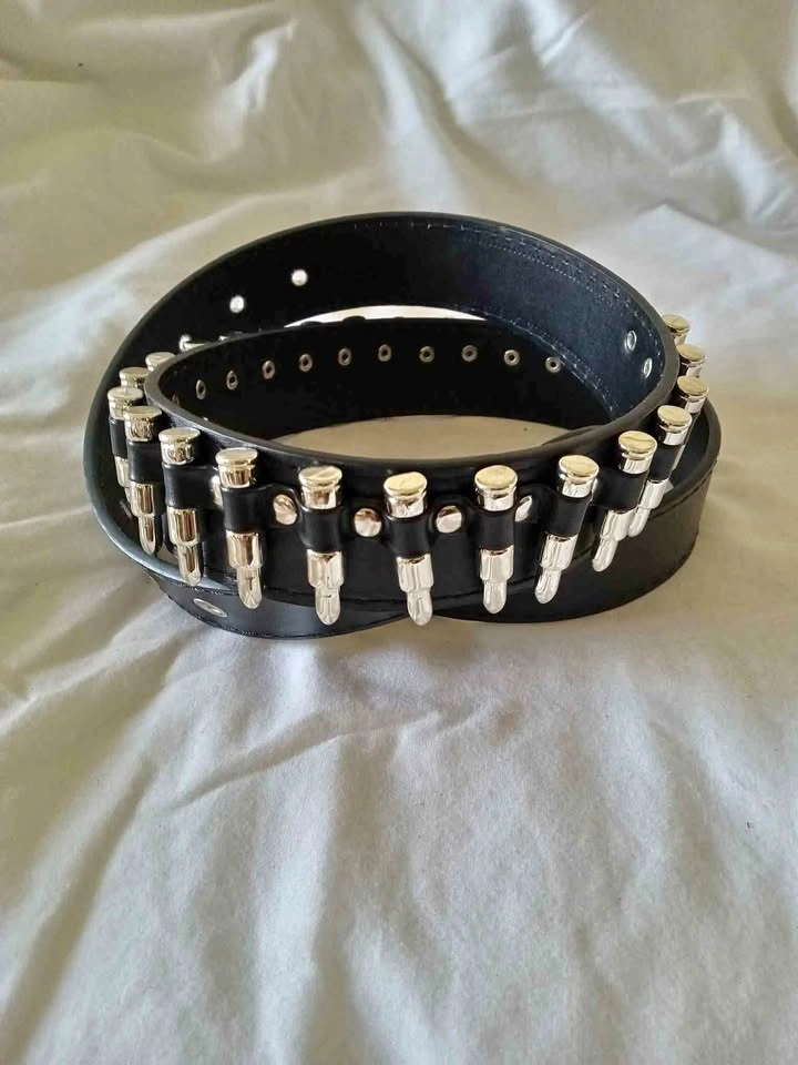 Hand-made real leather bullet belt