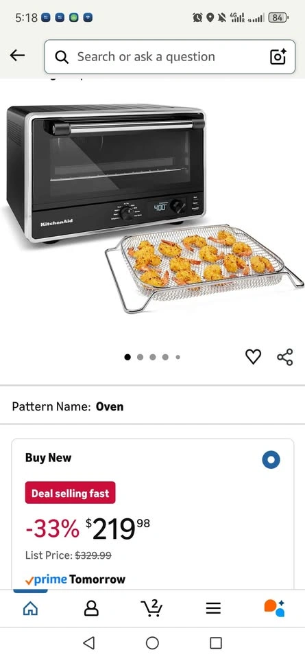 KitchenAid Digital Air Fryer Oven KCO124BM Black Matte - Like Ne - photo 3