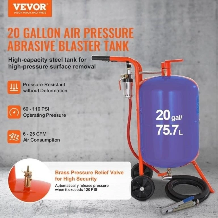 VEVOR 20 Gallon Sand Blaster - Portable Abrasive Tank - New - photo 5