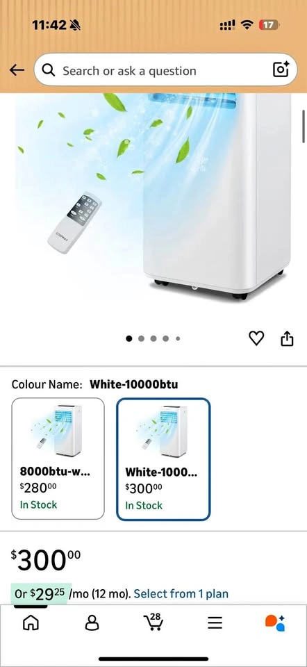COSTWAY 10000 BTU Portable Air Conditioner