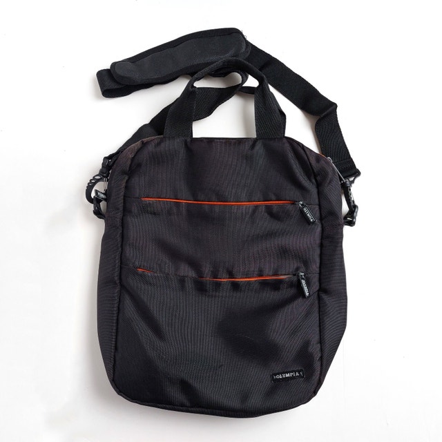 Men's Black Nylon Vertical Messenger Bag 14"x11"